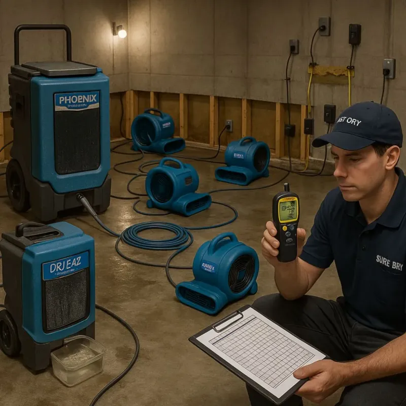 Structural Drying and Dehumidification process in Woodbranch, TX